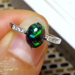 Cluster Rings Natural Real Black OPal Ring European Fashion Woman Man Party Wedding Gift 925 Sterling Silver Edwi22