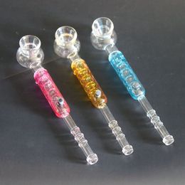 Colorful Liquid Filling Freezable Pyrex Thick Glass Pipes Dry Herb Tobacco Filter Bowl Wax Oil Rigs Multi-function Handmade Hand Smoking High Quality DHL Free