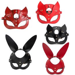 BDSM Mask sexy Toys For Women Bondage Restraints Leather sexyy Cosplay Rabbit Cat Ear Bunny Masquerade Party Face