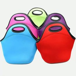 17 colors Reusable Neoprene Tote Bag handbag Insulated Soft Lunch Bags With Zipper Design For Work & School Fast Ship F0815