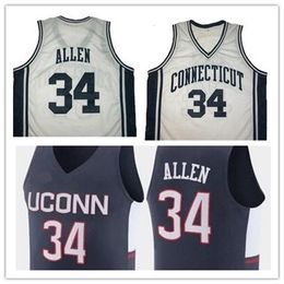 Xflsp Nikivip basketball jersey UCONN HUSKIES Ray #34 Allen Connecticut throwback jersey custom embroidery stitched size S-5XL