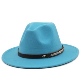 Fedora Hats Women Men Panama Jazz Hat Wide Brim Sun Protection Cap Classic Unisex Fashion Top Hat for Party Wedding Church