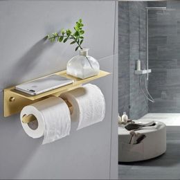 Toilet Paper Holders Black Aluminum Rack Double Side Roll Silver Creative Waterproof Shelf Bathroom Hardware Storing Holder