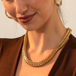 Chokers Punk Gold Colour Double Layer Thick Twisted Chain Choker Necklace Vintage Stainless Steel Metal Chunky Clavicle JewelryChokers