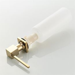 Kitchen Wash Basin Accessories Shampoo Dispenser Set Gold Brass Luquid Soap 350ml Sink with Detergent Bottle Pressing Y200407