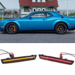 2PCS For Dodge Challenger 2015 2016 2017 2018 2019 2020 2021 Side Marker Light Front Amber Rear Red LED Side Marker Lamp