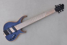 Factory Custom 6 Strings Electric Bass Guitar Maple Fingerboard Transparent Black Fanned Fret Flame Maple Veneer Offer Customized