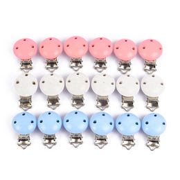 10PcsLot 3 Colors Round Wood Pacifier Clip Baby Teething Bead Clip Accessories for DIY Pacifier Chain Tool Wholesale 220815