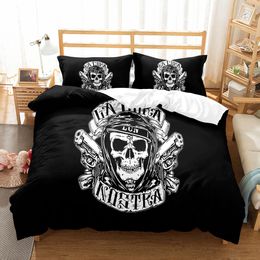 Boys animal High Quality 3pcs Corpse Bride Skull 3D Bedding Set Single Queen King Size Duvet Cover Pillowcases Sets Pink Flower Bed