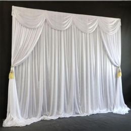 Party Decoration Design White Cloth Ice Silk Backdrop Curtain For Wedding Stage Background Draped Formal Event DecorationParty