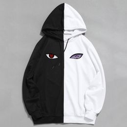 Mens Hoodies Sweatshirts Aummer Anime Brand Print The Sharingan Double Colour Pullover Men Women Sweatshirt Harajuku Hip Hop Thin ClothesM