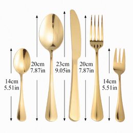 Flatware Sets Full 5Pcs Gold Tableware Set Stainless Steel Knife Fork Spoon Dessert Mirror Dinnerware Dishwasher Safe Cutlery SetFlatware