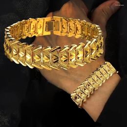 Link Chain Luxury Men Bracelet Gold Colour African Wide Bangle For Women Hand Jewellery Ethiopian Arab Bracelets Trum22