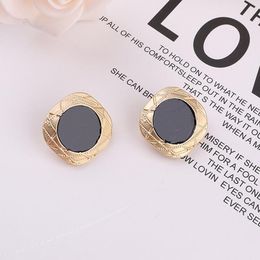drip earrings UK - 18K Gold Plated Copper Women Letters Oil Drip Stud Ear Clip Korean Designer Stamp Crystal Rhinestone Earring Metal Alloy Fashion Jewelry for Wedding Party