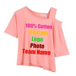 Rock Cute Custom Made Oversized Summer Sexy Women Top T shirt Off Shoulder Slash Neck Female Tees Solid Lady Cotten T shirt 220621