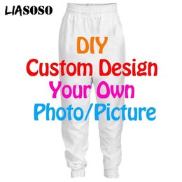 LIASOSO DIY Custom Design Your Own Po / Pictures 3D Print Men Trousers Women Harajuku Sweatpants Hip Hop Men's Pants D000-3 220613