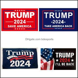 Banner Flags Festive Party Supplies Home Garden 2024 90X150Cm Presidential Usa General Election Banners Campaign For Flag Lost Lol 9Jh Q2