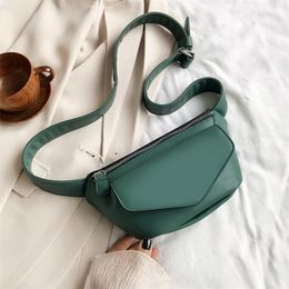 Casual Waist Bags For Women Leather Shoulder Travel Small Chest Fanny Pack Belt Purses Female Bolsos Solid Color 220813