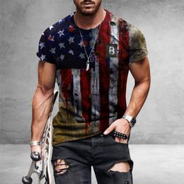 Männer T-Shirts 2022 Sommer Rundhals Coole Oversize Muscle Streetwear Kleidung T-shirt Männer T-shirt Amerikanische Flagge Drucken