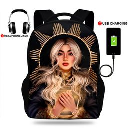 School Bags Customised Backpack USB Show Shadow And Bone Print Students Bag Male Computer