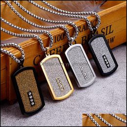 Pendant Necklaces Pendants Jewellery Gold Black Card Necklace For Men With 66Cm Long Chain Cool Stainless Steel Mens Jewellery Accessories L