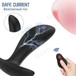 Electric Shock Anal Plug Vibrator Butt Discharge Clitoris Penis Stimulation Bondage Adult Game Flirt sexy Toys For Women/Men
