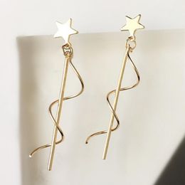 Stud Earrings Fashion Steampunk Star Spiral Bending Long Stick For Women S Shape Tassel Earring Jewelry Wholesale Bijoux Gift