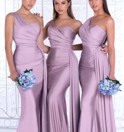 -2022 rosa rosa africano um ombro sereia de dama de honra Vestidos de casamento vestidos convidados júnior do vestido da fita de fita de fita BC12587 B051811