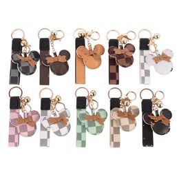 Animal Designer Keychains Mouse Bow Key Chain PU Leather Keyring Men Women Bag Pendant Accessories Party Favor Unisex Keyholder Wholesale