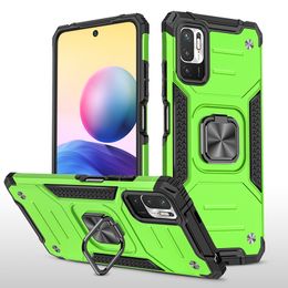 Magnetic Metal Ring Support Armour Shockproof Cases for Xiaomi Redmi Note 10 5g 10s 10 Pro Soft TPU Hard PC Back Protective Cover