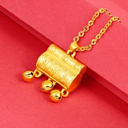 Pendant Necklaces Brass Gold Plated Fine Jewelry Imitation Filigree Longevity Lock Treasure Three Bells Baby Birthday Gift NecklacePendant