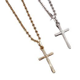 Pendant Cross Necklace Women Simple Gold Colour Chain Metal Jewellery Clavicle Choker Men Couple Party Daily Gifts
