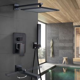 Black Bronze Bathroom Shower Faucet Rainfall Shower Head Wall Mounted Bathtub Mixer Tap Bath Shower Set System