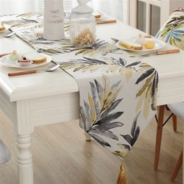 leaves painting table north US european style runner wholesale embroider for wedding el dinner party 220615
