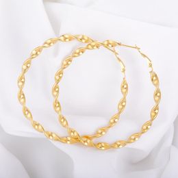 Hoop & Huggie Earrings For Women 60 70 80 MM Stainless Steel Spiral Gold Silver Color Hoops Jewelry 2022 Charm Wedding GiftHoop