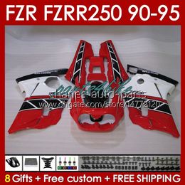 Body Kit For YAMAHA FZRR FZR 250R 250RR FZR 250 FZR250R FZR-250 143No.23 FZR-250R FZR250 R RR 90 91 92 93 94 95 FZR250RR 1990 1991 1992 1993 1994 1995 Fairing red white blk