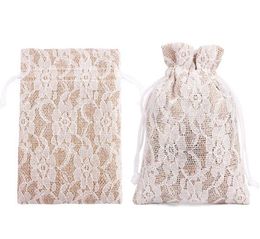 Party Supplies Lace Linen Gift Bag Dust-proof Small Jute Pouch Jewellery Ring Necklace Candy Drawstring Bag Bamboo Storage