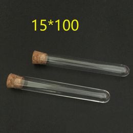 Plastic Test Tube With Cork Stopper 4-inch 15x100mm 11ml Clear ,Food Grade Cork Approved