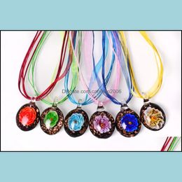 Pendant Necklaces Pendants Jewellery Charm Delicate Women Charms Handmade Inner Flower Round Shape Glass N Dhc0Y