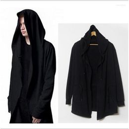Men's Trench Coats Wholesale- Coat Cloak Tide Dark Open Cardigan Sweater Long Type Wizard Black Clothing M- XXXL1