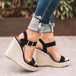 Sandals Summer Platform Women Peep Toe High Wedges Heel Ankle Buckles Sandalia Espadrilles Female ShoesSandals