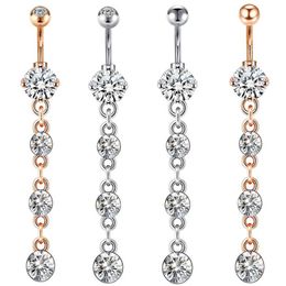 Simple Zircon Stainless Steel Belly Button Rings for Women Pendant Navel Rings Body Piercing Jewellery Fashion Ornaments