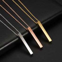 Chains My Shape Punk Rectangle Necklaces For Men Women Stainless Steel Stick Column Cuboid Pendant Necklace Choker Fashion Male JewelryChain
