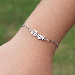 Link Chain 10pcs Old English Letter Angel Bracelet For Babygirl Birthday Gift Fashion Jewelry Stainless Steel Bracelets Gold Silver Color