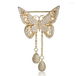 classic brooches Canada - Pins Brooches Fashion Women's High Quality Cubic Zirconia Butterfly Brooch Golden Tassel Classic Wedding Decoration Animal Corsage Gift Seau
