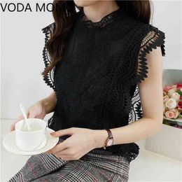 summer sleeveless ruffless womens shirt blouse for women blusas womens tops and blouses lace sexy shirts ladies top plus size 210401