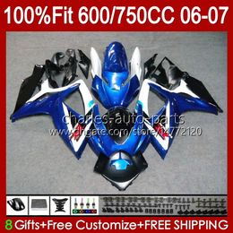 OEM Bodywork For SUZUKI GSXR 750CC 600CC 750 600 CC 06-07 Body 130No.73 GSXR600 GSXR750 K6 GSX-R750 06 07 GSXR-750 GSXR-600 2006 2007 Injection Mould Fairing glossy blue