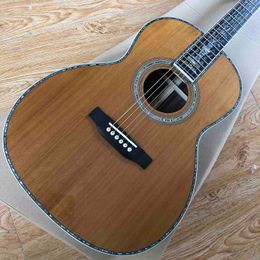 Custom Solid Cedar Top 39 inch OOO Body Acoustic Guitar Maple Binding Real Abalone Customized Logo