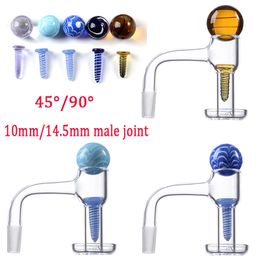 Seamless Fully Weld Terp Slurper Beveled Edge Quartz Banger Smoking Accessories With Glass Marble Screw 10mm 14mm Male Joint 45° 90° Banger For Oil Dab Rigs