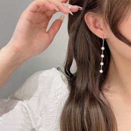 Dangle & Chandelier Simple Pearl Long Earrings For Women Korean Style Sweet Elegant Fashion Jewellery Beautiful New Earrings